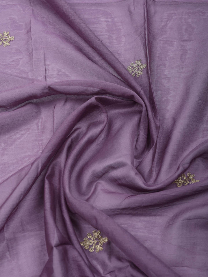 Embroidered Chanderi Unstitched Suit With Pant &amp; Dupatta