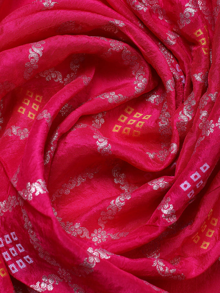 Embroidered Chanderi Unstitched Suit With Pant &amp; Dupatta