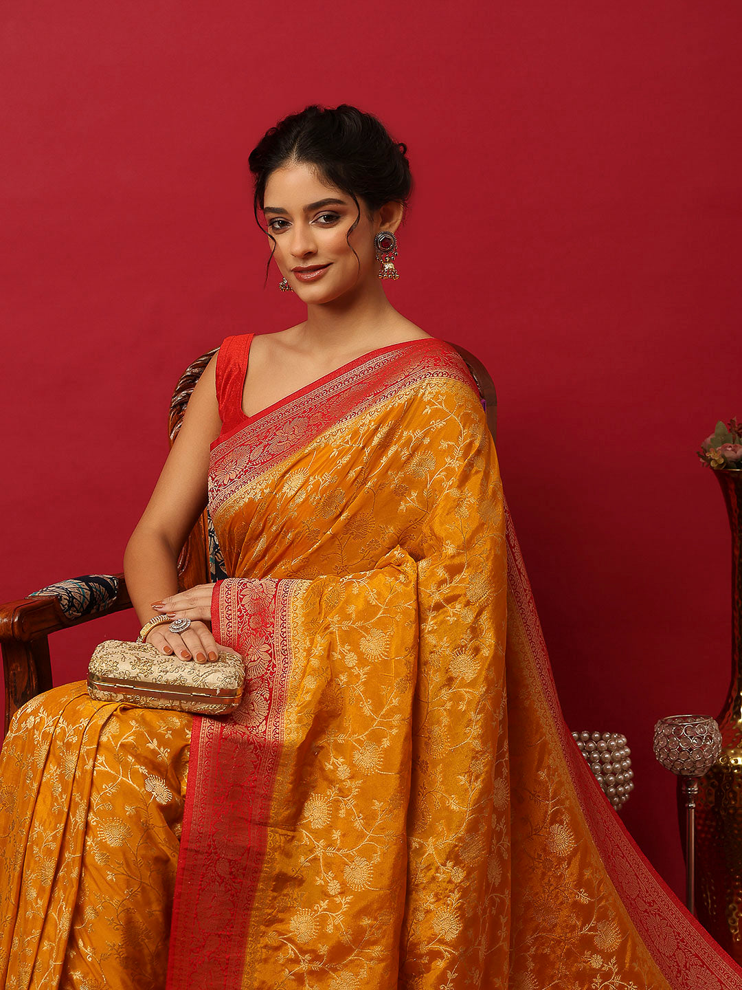 Plain Crepe Saree