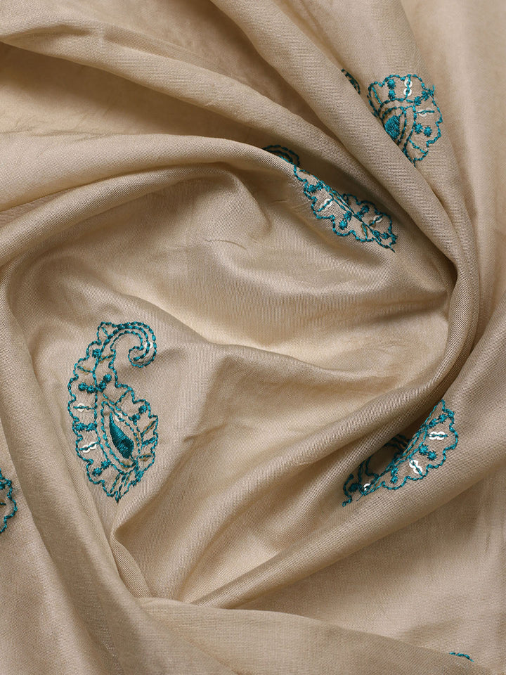 Embroidered Cotton Unstitched Suit With Pant &amp; Dupatta