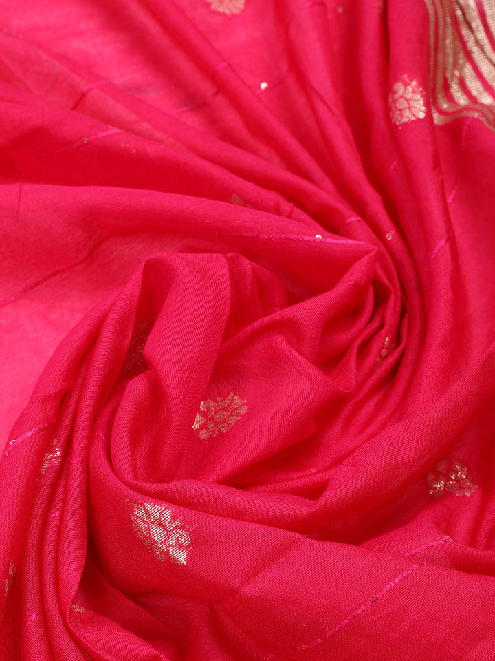 Neck Embroidered Chanderi Unstitched Suit With Dupatta