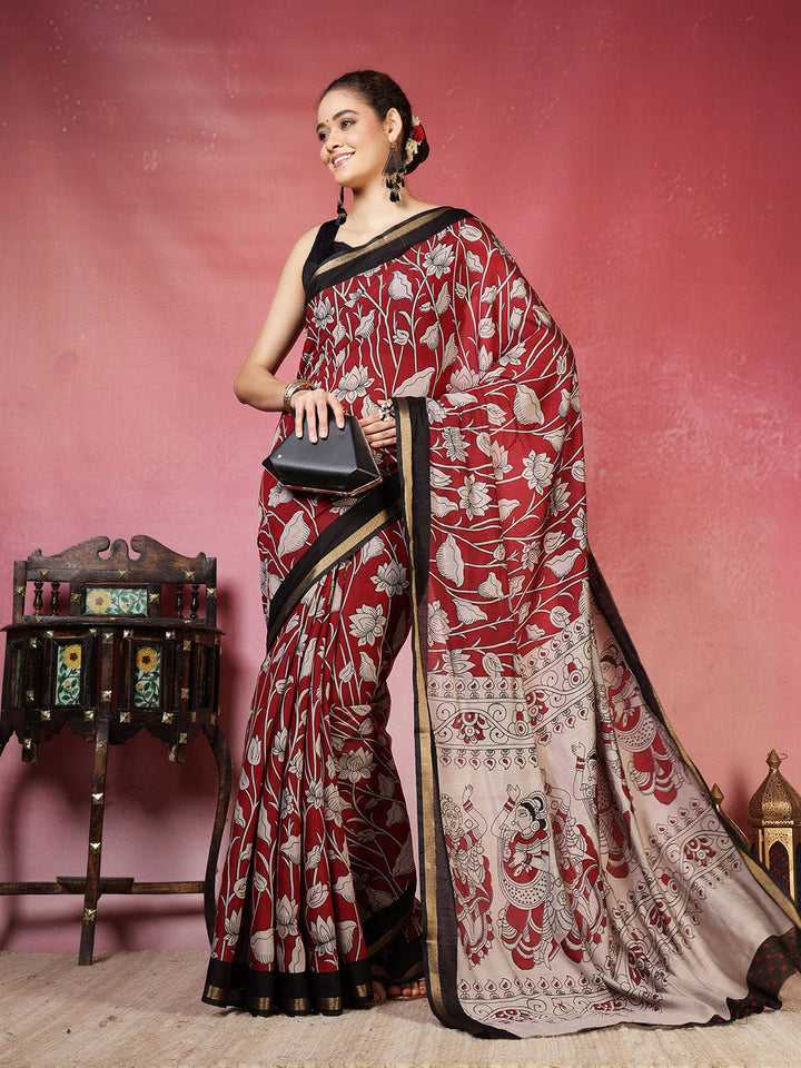 Floral Printed Art Silk Saree