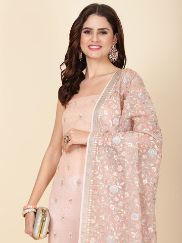 Embroidered Chiffon Unstitched Suit Piece With Dupatta