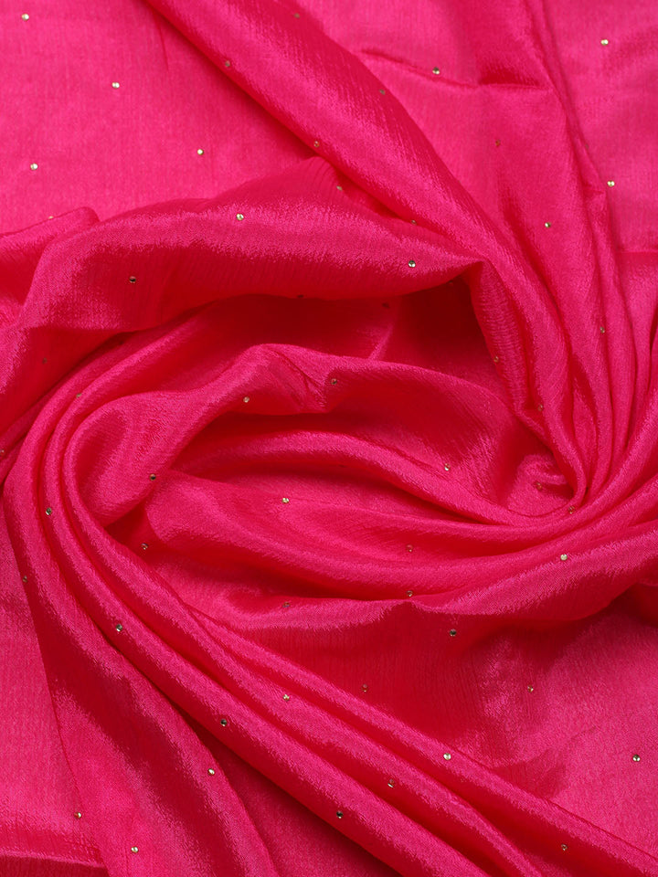 Embroidered Chinon Unstitched Suit With Pant &amp; Dupatta