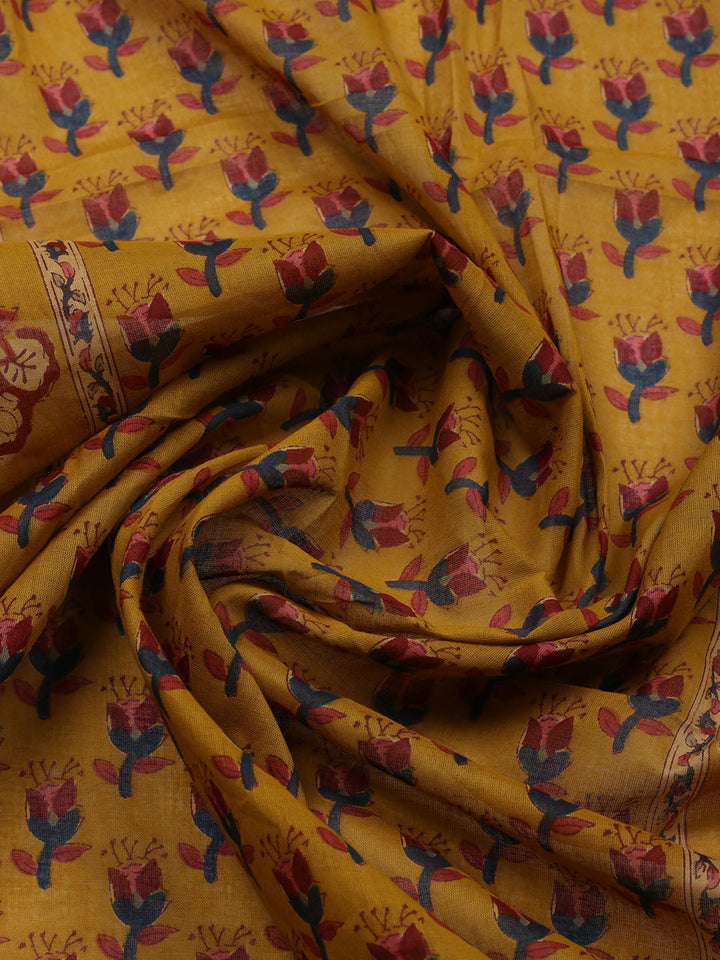Embroidered Cotton Blend Unstitched Suit With Pant &amp; Dupatta