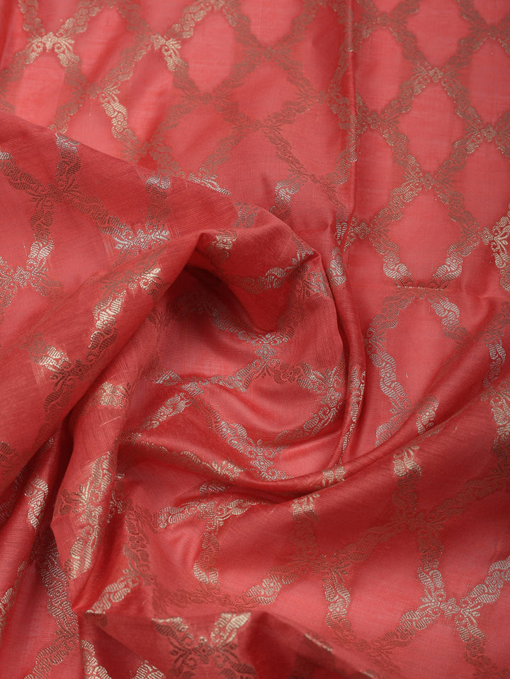 Woven Design Art Silk Unstitched Suit With Pant &amp; Dupatta