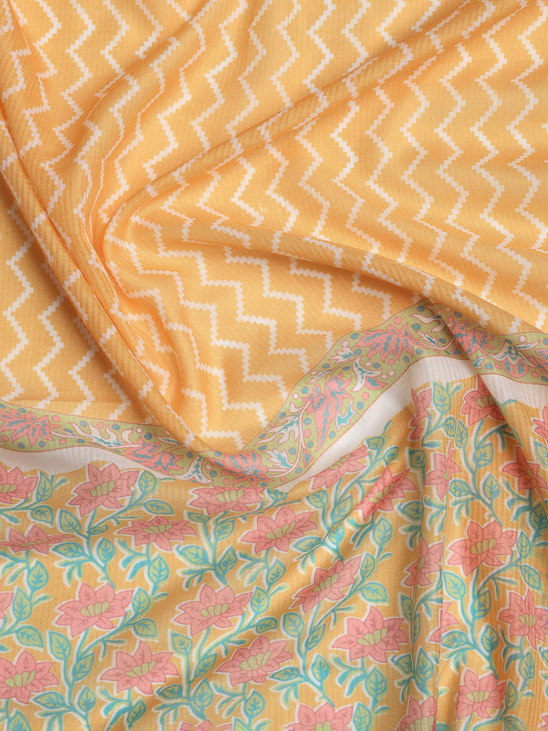 Printed Cotton Blend Unstitched Suit With Dupatta