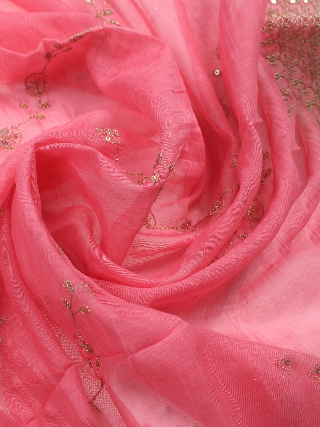 Neck Embroidered Chanderi Unstitched Suit With Dupatta