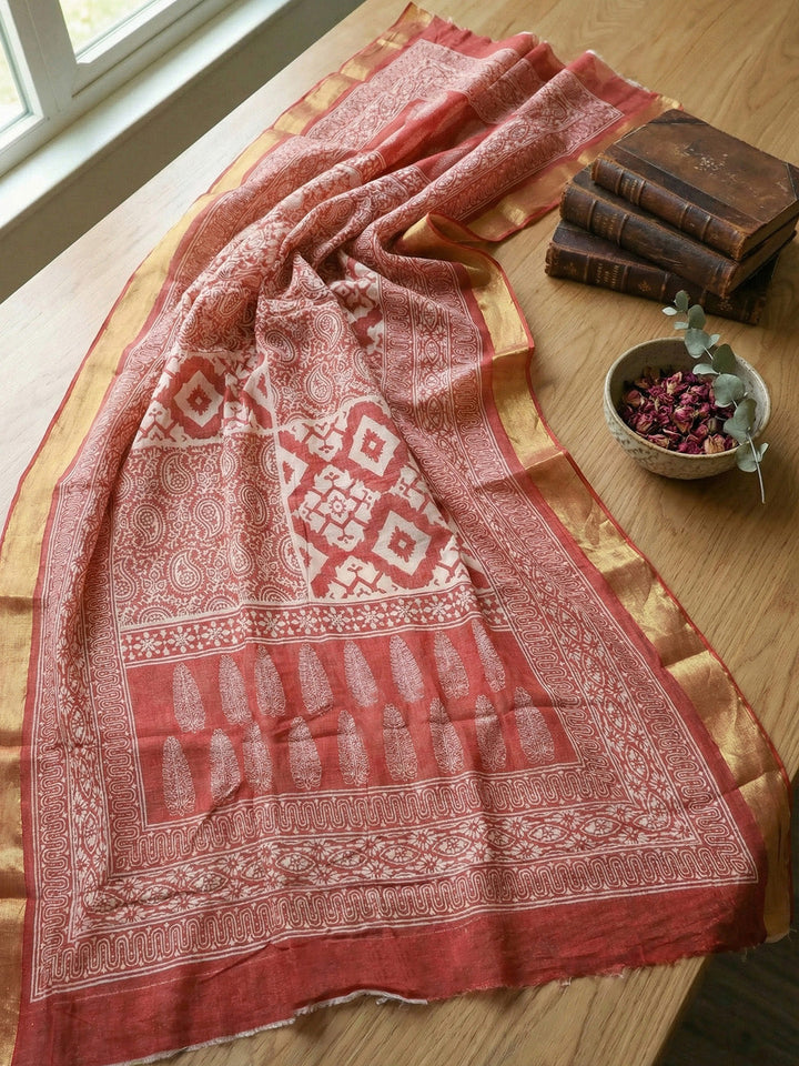 Printed Cotton Blend Unstitched Suit With Pant &amp; Dupatta