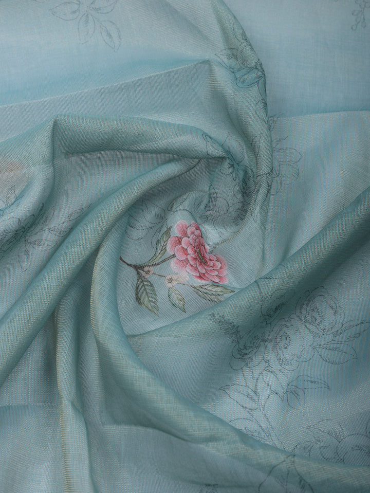 Embroidered Tissue Unstitched Suit With Pant &amp; Dupatta