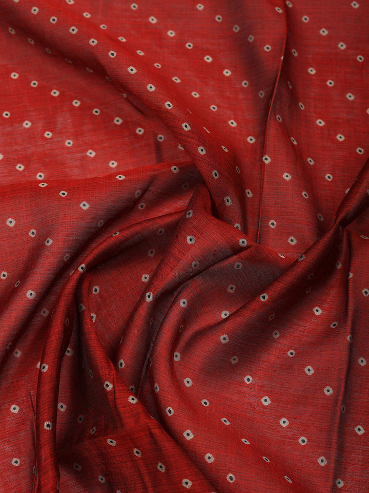 Printed Chanderi Unstitched Suit With Pant &amp; Dupatta