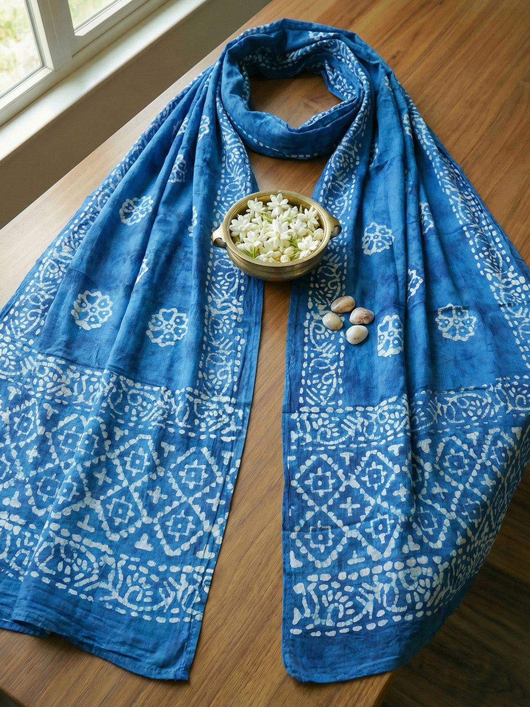 Printed Cotton Blend Unstitched Suit With Pant &amp; Dupatta