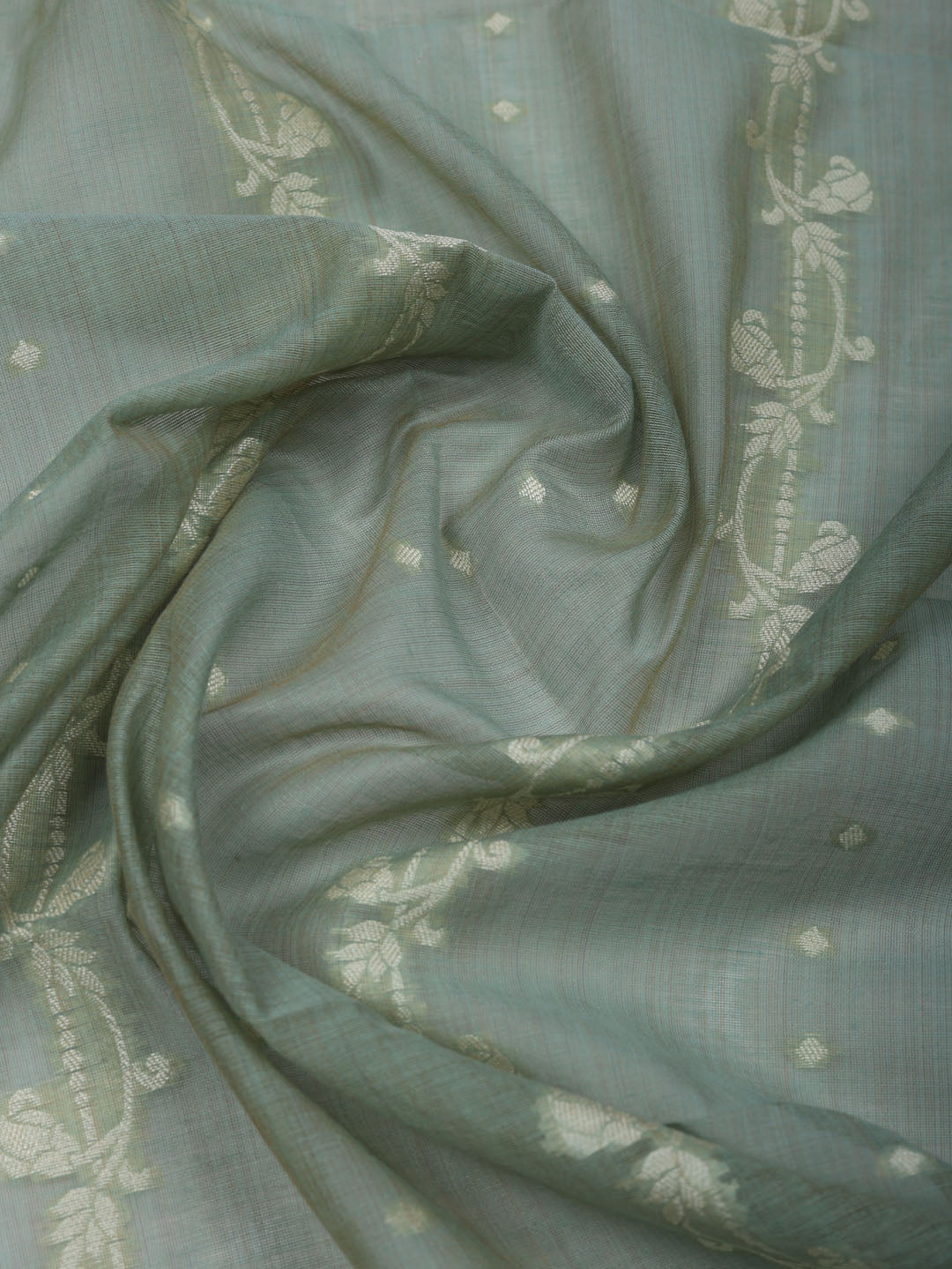 Embroidered Linen Blend Unstitched Suit With Pant &amp; Dupatta