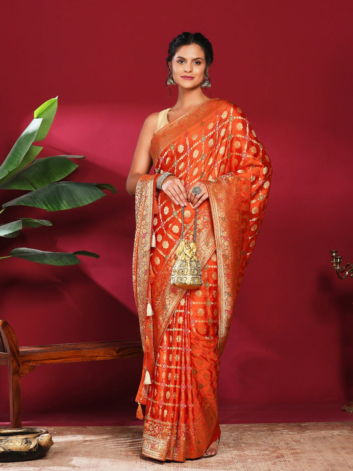 Woven Design Satin Saree
