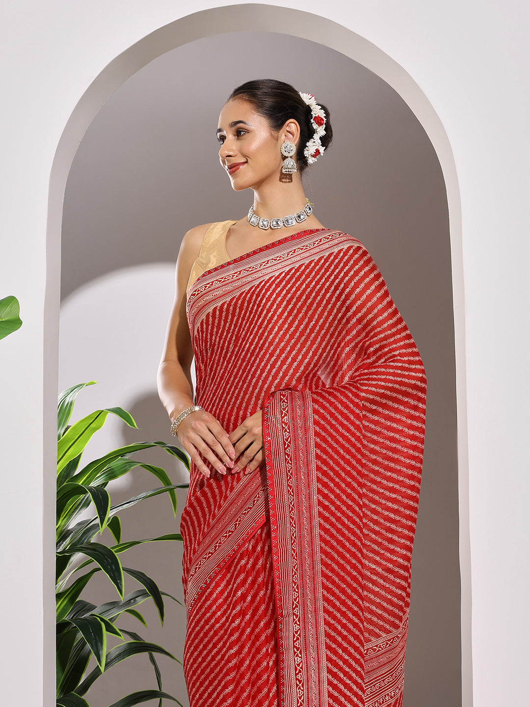 Floral Printed Georgette Saree