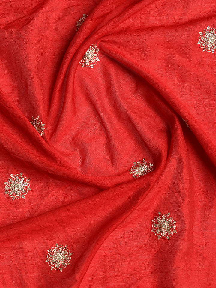 Neck Embroidered Cotton Blend Unstitched Suit With Dupatta