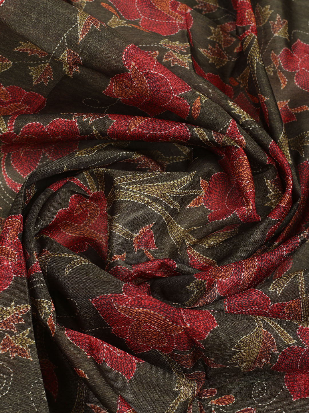 Embroidered Tussar Unstitched Suit With Dupatta