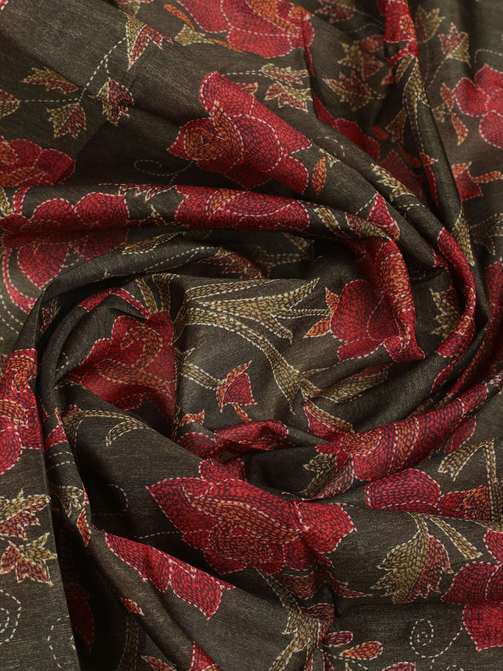 Embroidered Tussar Unstitched Suit With Dupatta