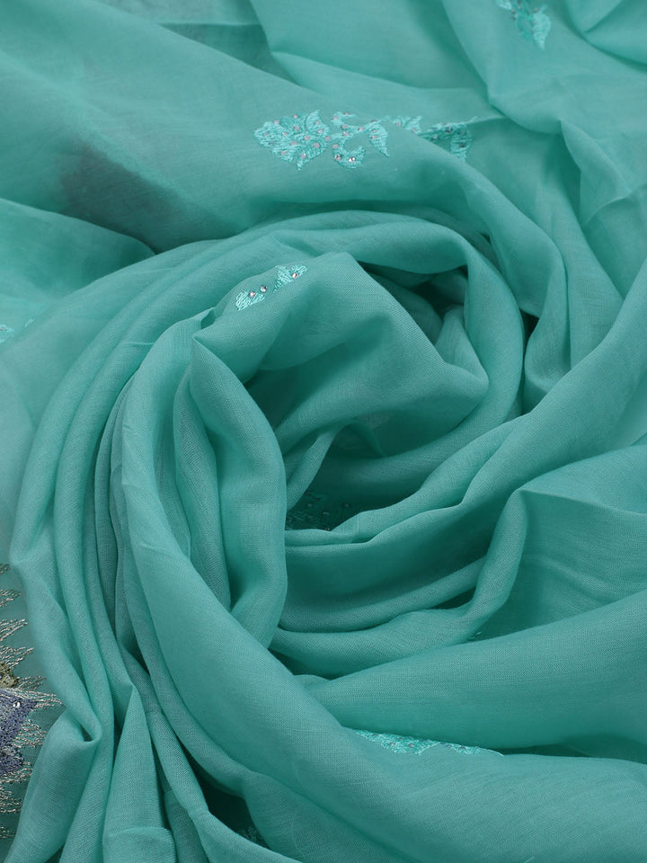Embroidered Organza Unstitched Suit With Dupatta