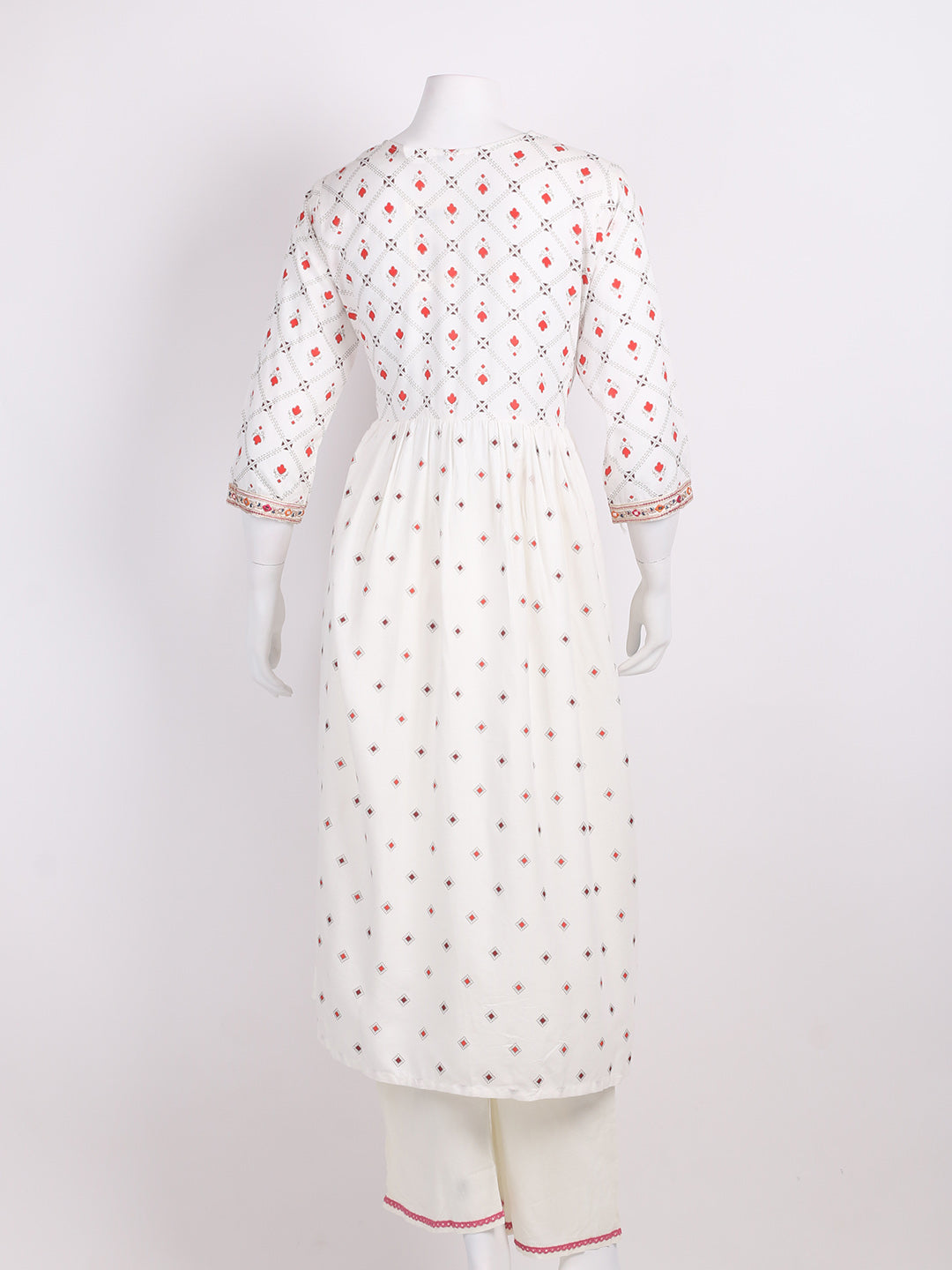 Neck Embroidered Cotton Blend Kurta &amp; Pants