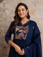 Printed Cotton Kurta With Pant & Dupatta