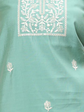 Neck Embroidered Chanderi Unstitched Suit Piece With Dupatta