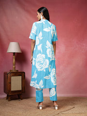 Printed Cotton Blend Kurta With Pants