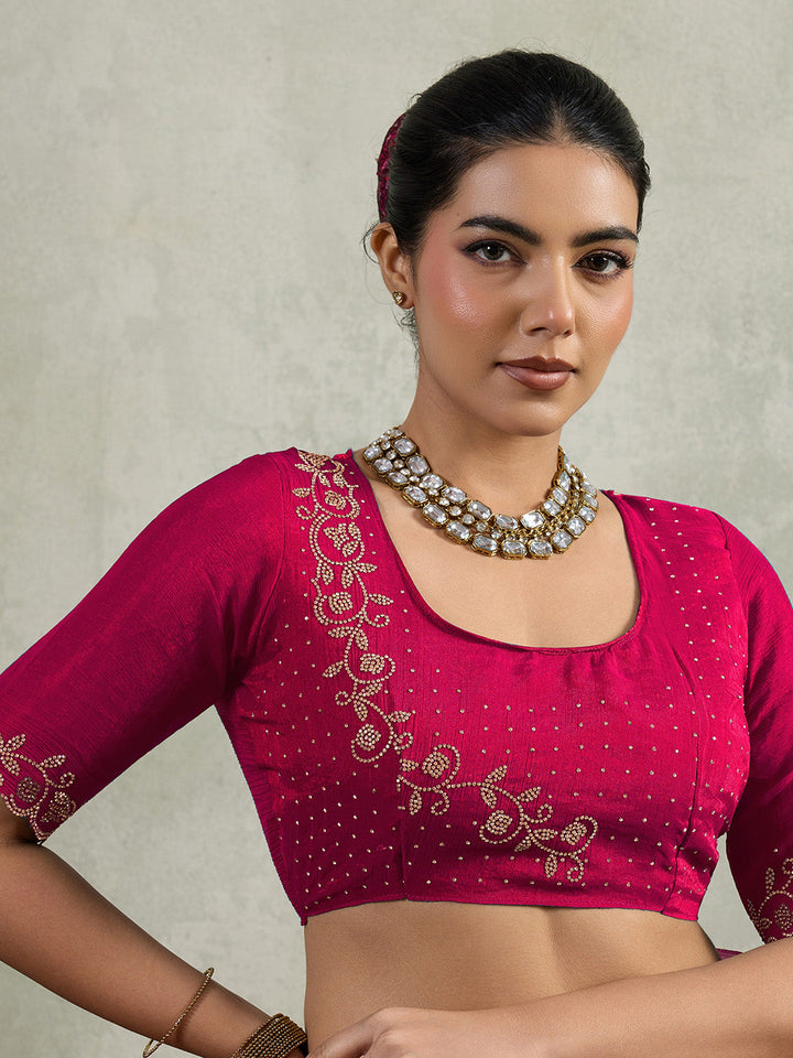 Embroidered Satin Saree