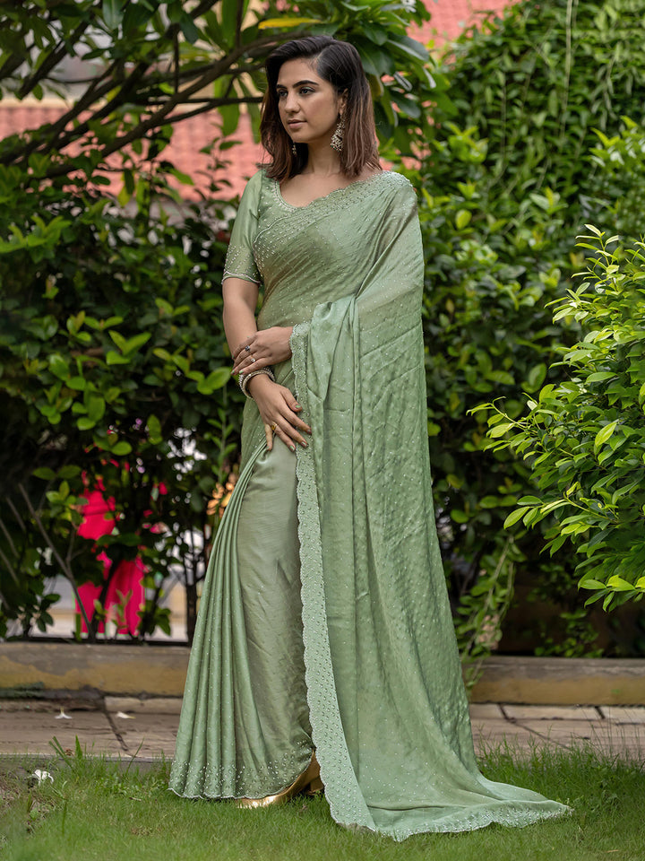 Embroidered Chiffon Saree