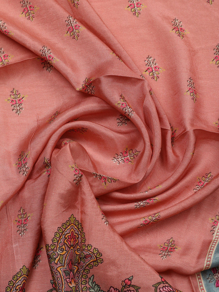 Embroidered Muslin Unstitched Suit With Pant &amp; Dupatta