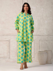 Floral Printed Cotton Blend Kurta With Pants