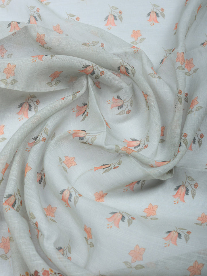 Printed Linen Blend Unstitched Suit With Pant &amp; Dupatta