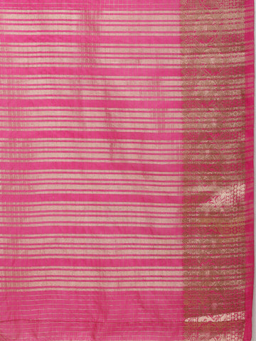 Check Pattern Plain Woven Georgette Saree