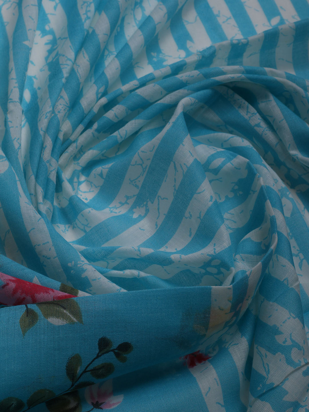 Patch Neck Cotton Blend Unstitched Suit With Dupatta
