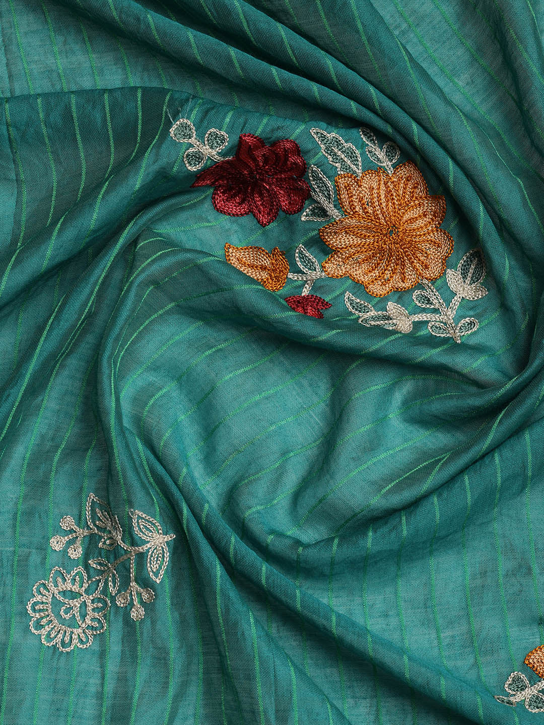 Embroidered Chanderi Unstitched Suit With Dupatta