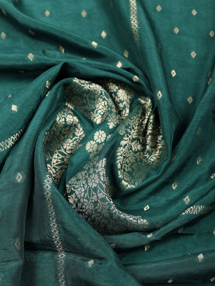 Woven Design Chanderi Unstitched Suit With Pant &amp; Dupatta