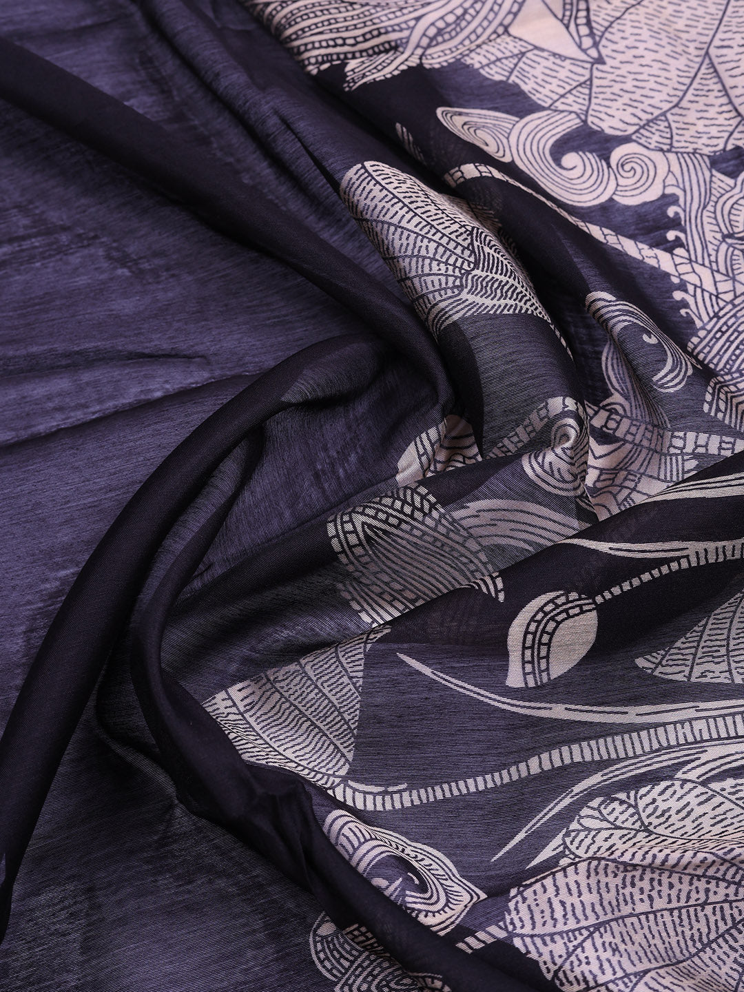 Printed Chanderi Unstitched Suit With Pant &amp; Dupatta