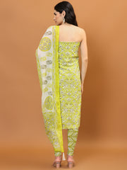 Printed Cotton Blend Unstitched Suit With Dupatta