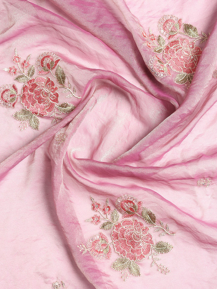 Embroidered Tissue Unstitched Suit With Dupatta