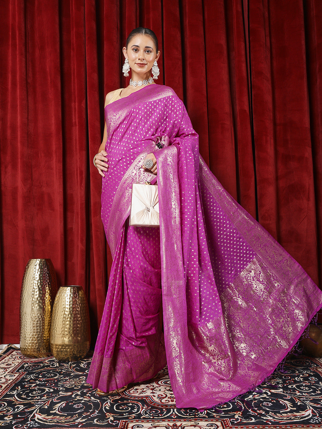 Zaari Jaal Crepe Saree