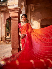 Stone Embroidery Organza Saree