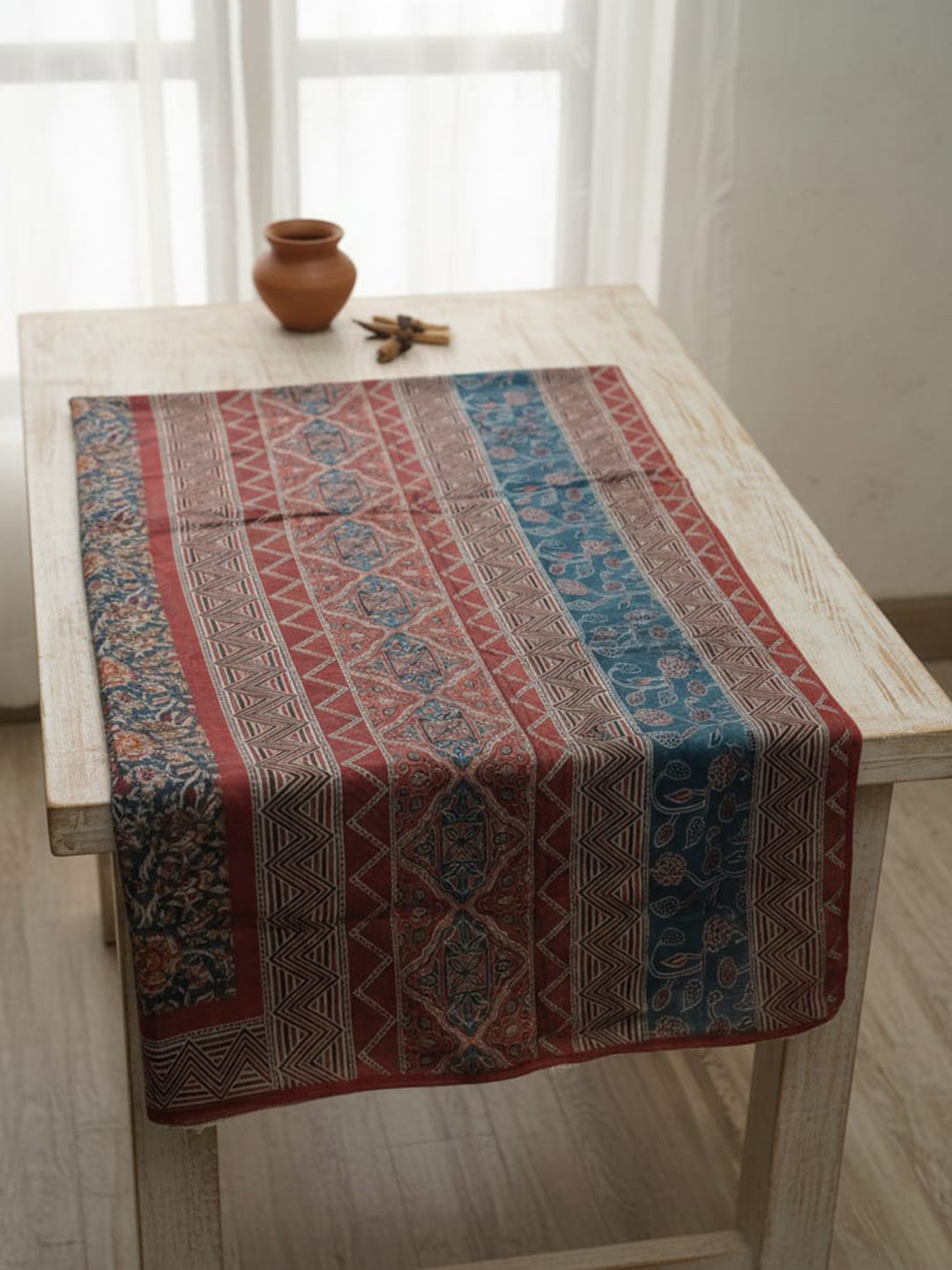 Printed Chanderi Unstitched Suit With Pant &amp; Dupatta