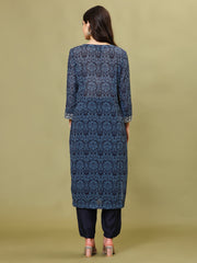 Neck Embroidery Georgette Kurti With Pants