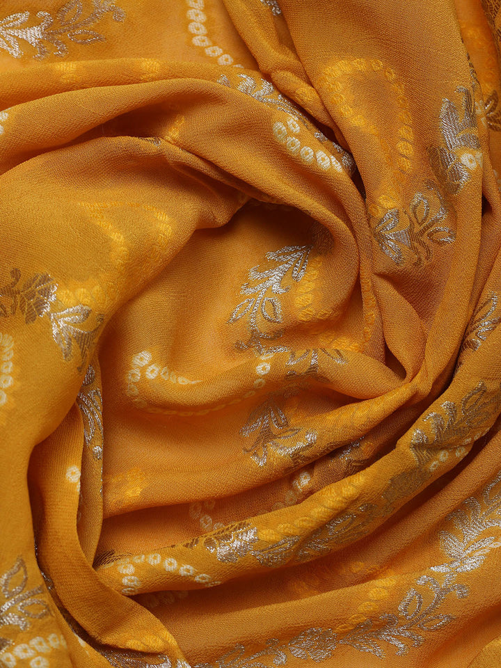 Embroidered Georgette Unstitched Suit With Pant &amp; Dupatta