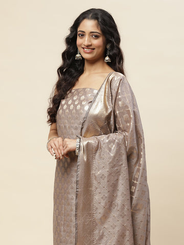 Woven Chanderi Unstitched Suit With Dupatta