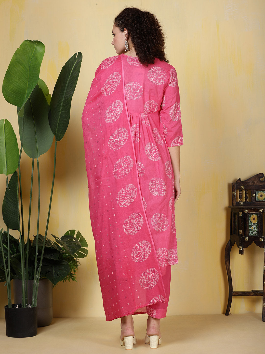 Printed Cotton Blend Kurta With Pants &amp; Dupatta