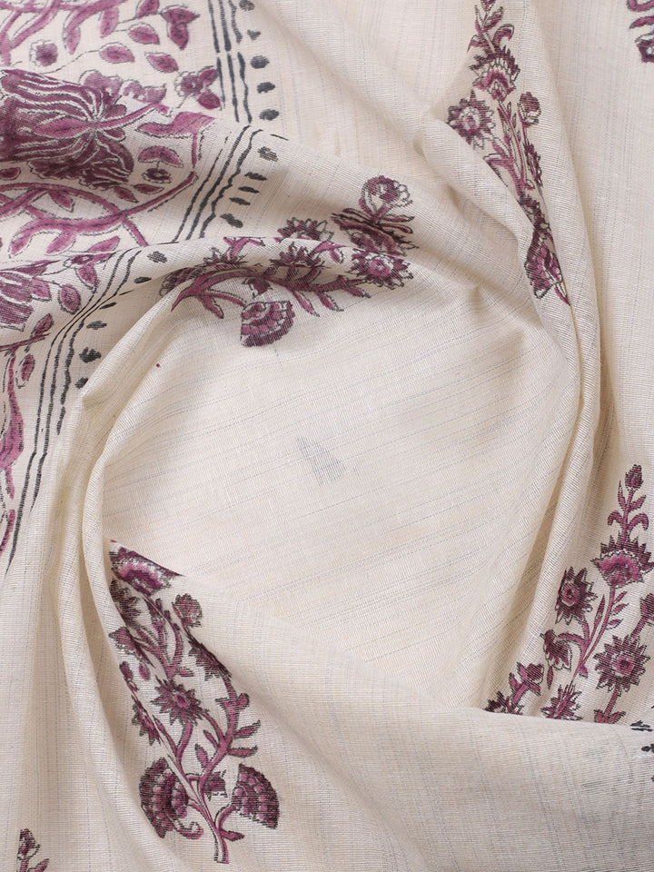 Printed Cotton Blend Unstitched Suit With Pant &amp; Dupatta