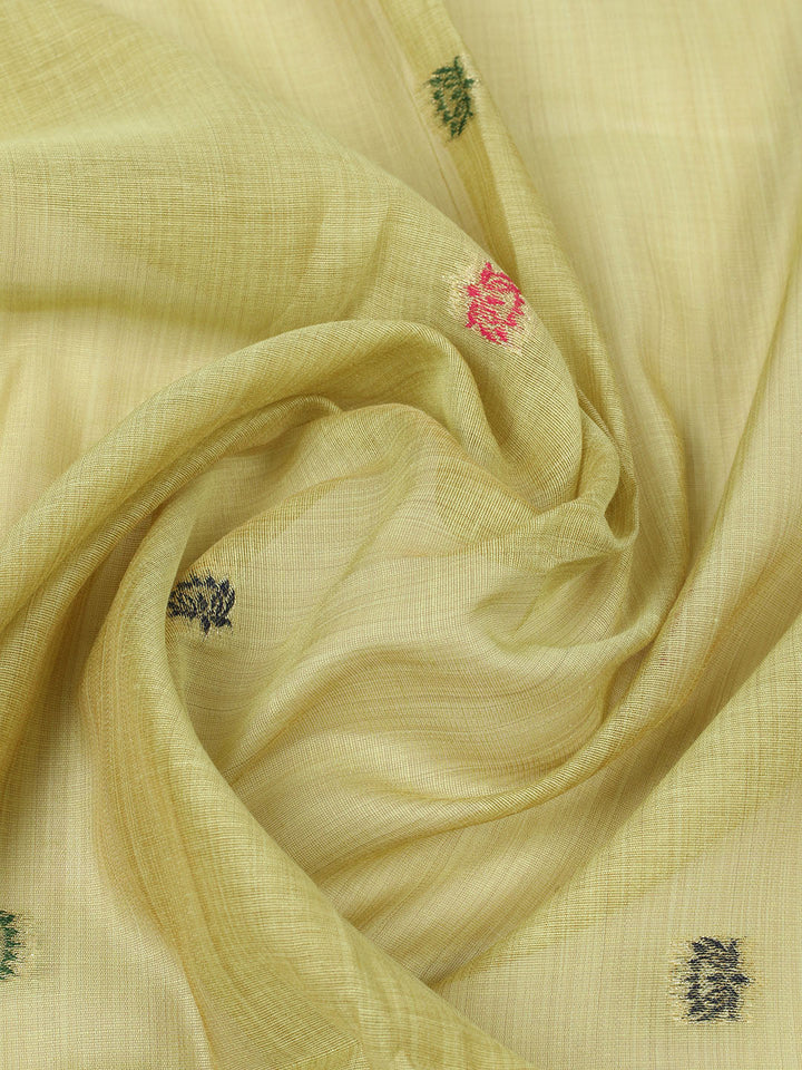 Embroidered Chanderi Unstitched Suit With Pant &amp; Dupatta