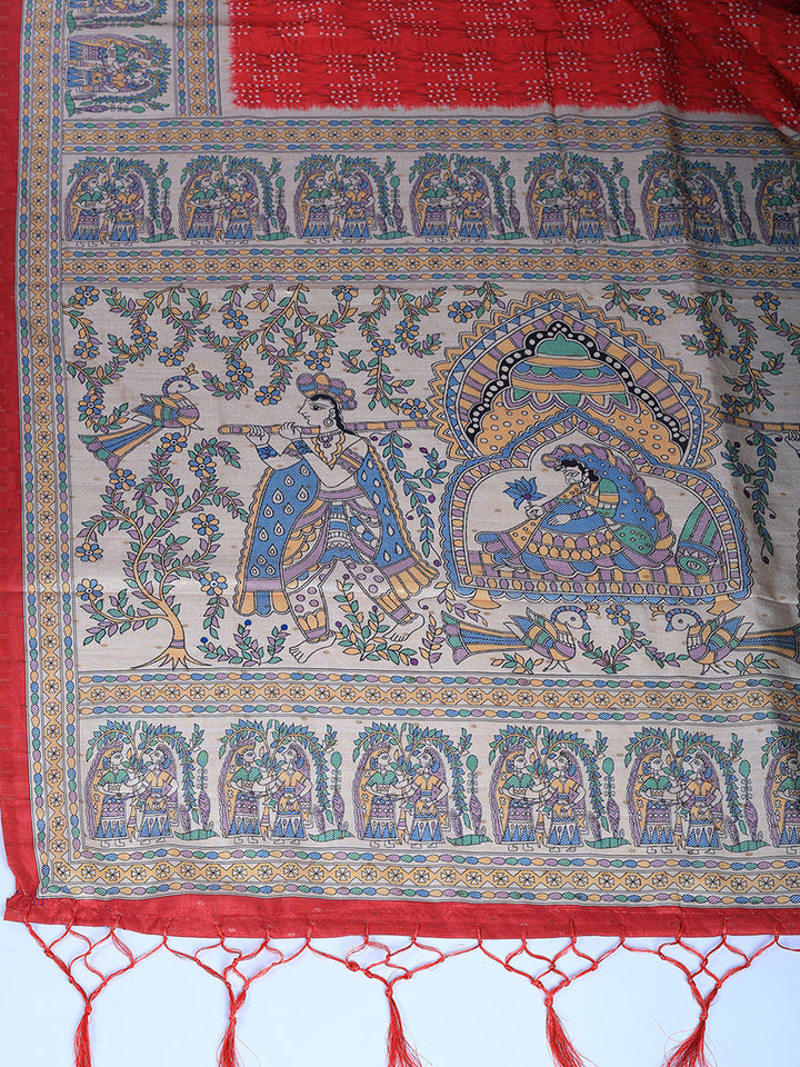 Printed Tussar Silk Saree