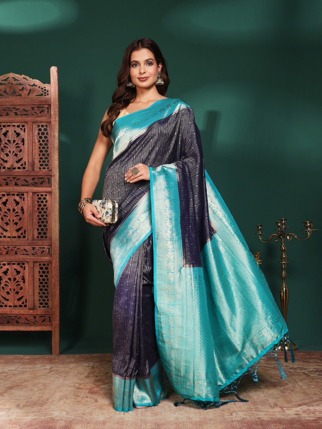 Plain Crepe Saree